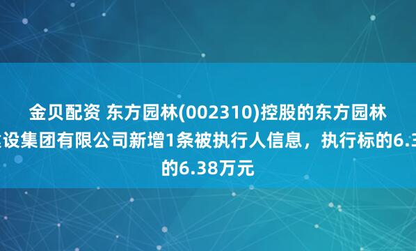 金贝配资 东方园林(002310)控股的东方园林环境建设集团有限公司新增1条被执行人信息，执行标的6.38万元